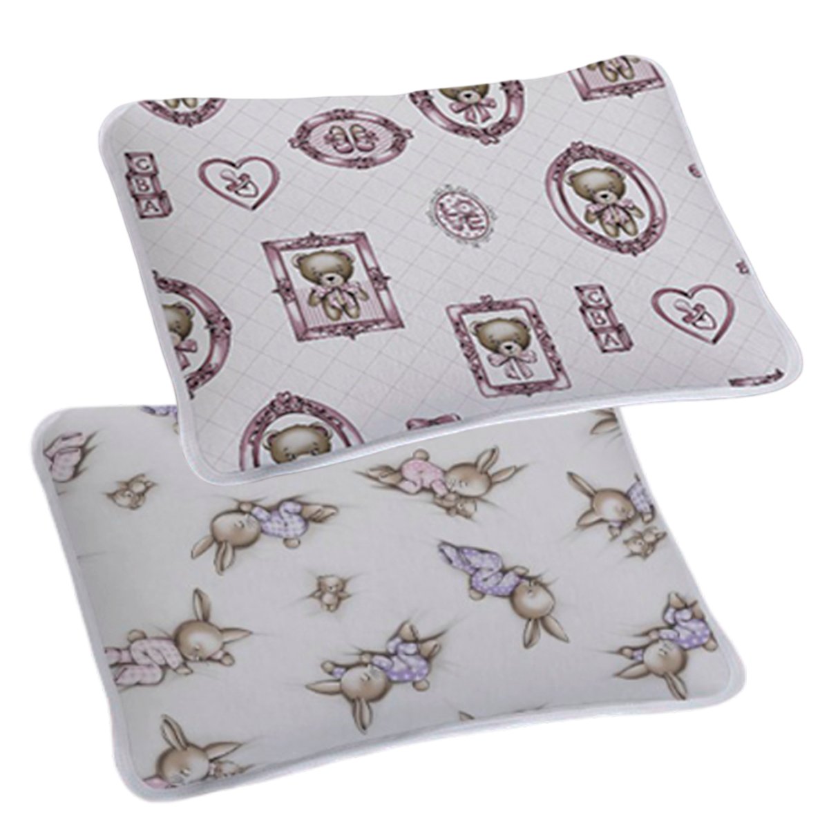 Fronha KazzaVip-Store Baby Malha 100% Algodão (1) Meg e (1)Cristina Estampada 40cmx60cm (02 Unidades) Branco