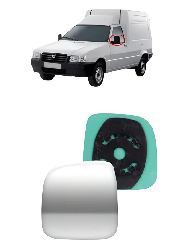 REFIL RETROVISOR COM BASE FIORINO LADO ESQUERDO 2012 A 2013