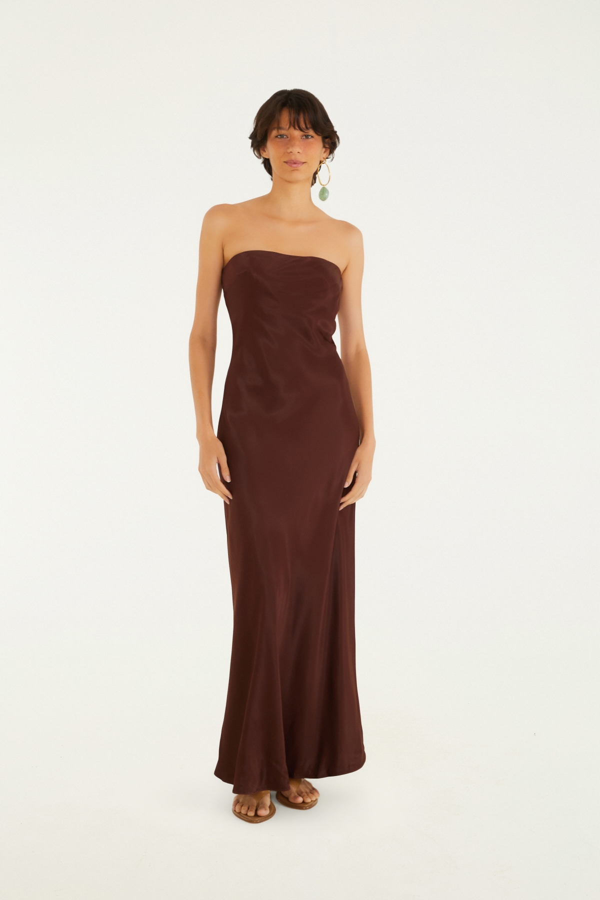 VESTIDO SEM ALCA CETIM