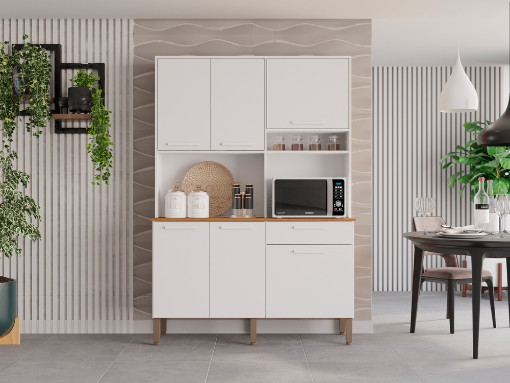 Armário Cozinha New Siena 5 Portas Abrir 1 Porta Basculate 1 Gaveta Salleto