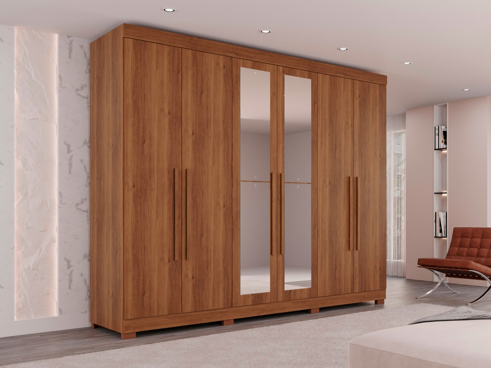 Guarda-roupa Casal 6 Portas 6 Gavetas com Espelho Órion Premium Salleto
