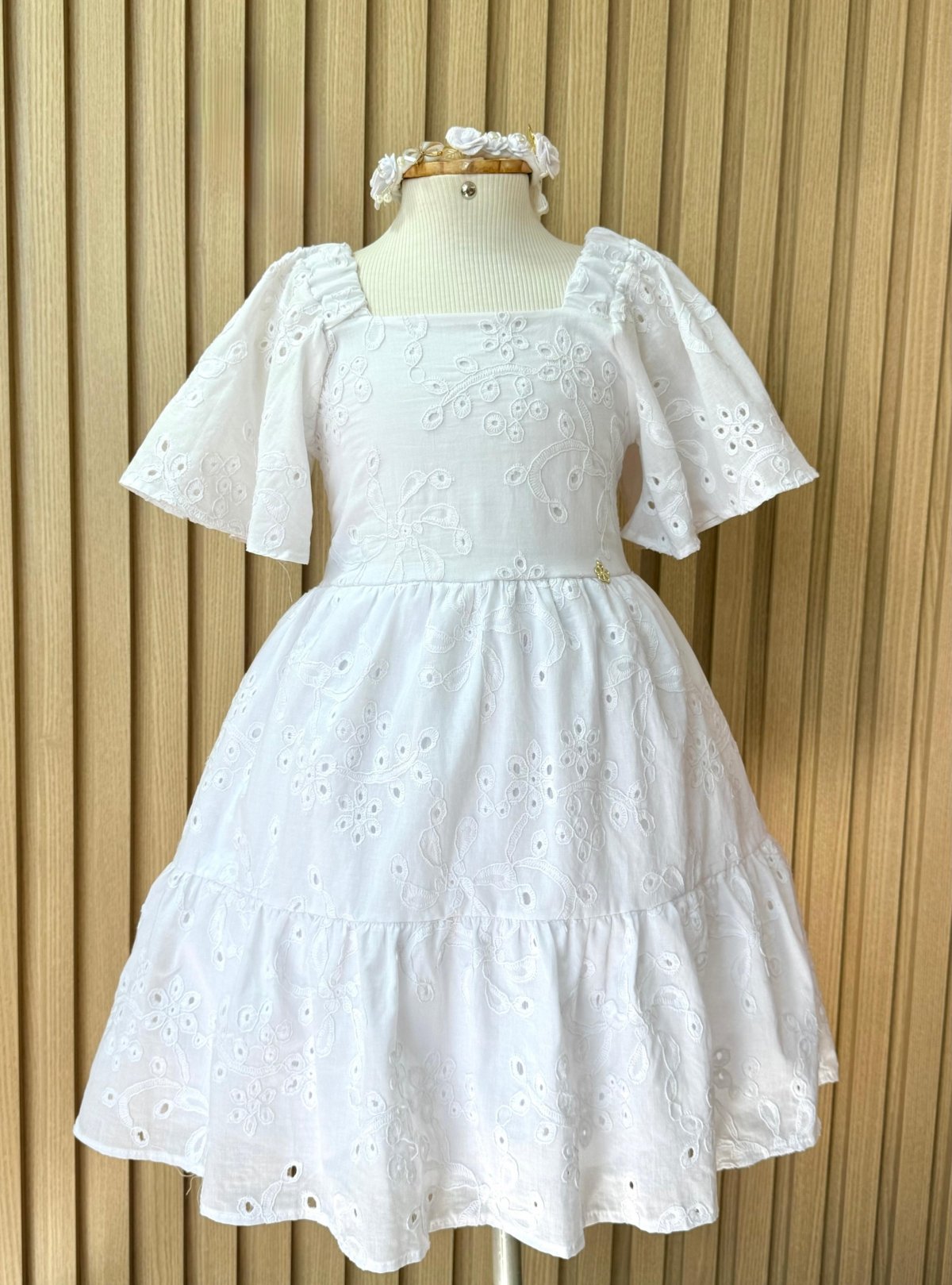 Vestido Ana Branco Tecido Laise (Premium)