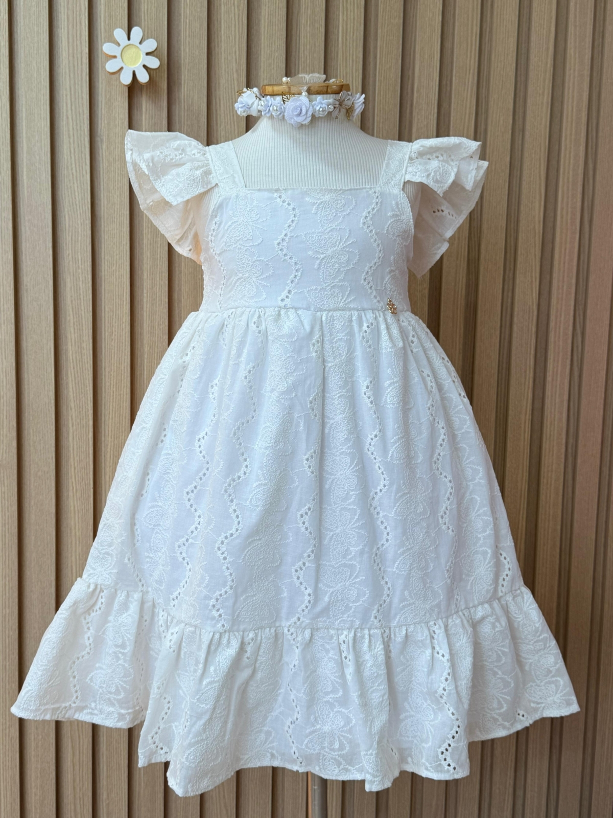 Vestido Bela Off Tecido Laise (Premium)