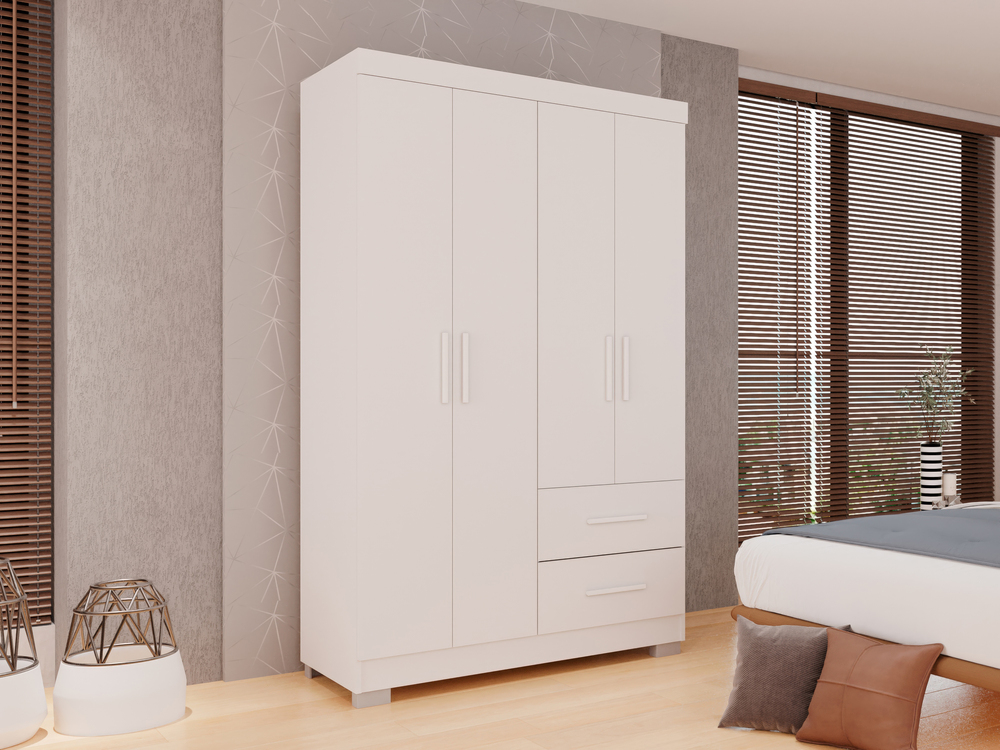 Guarda-roupa Solteiro 4 Portas 2 Gavetas Estrela Premium Salleto