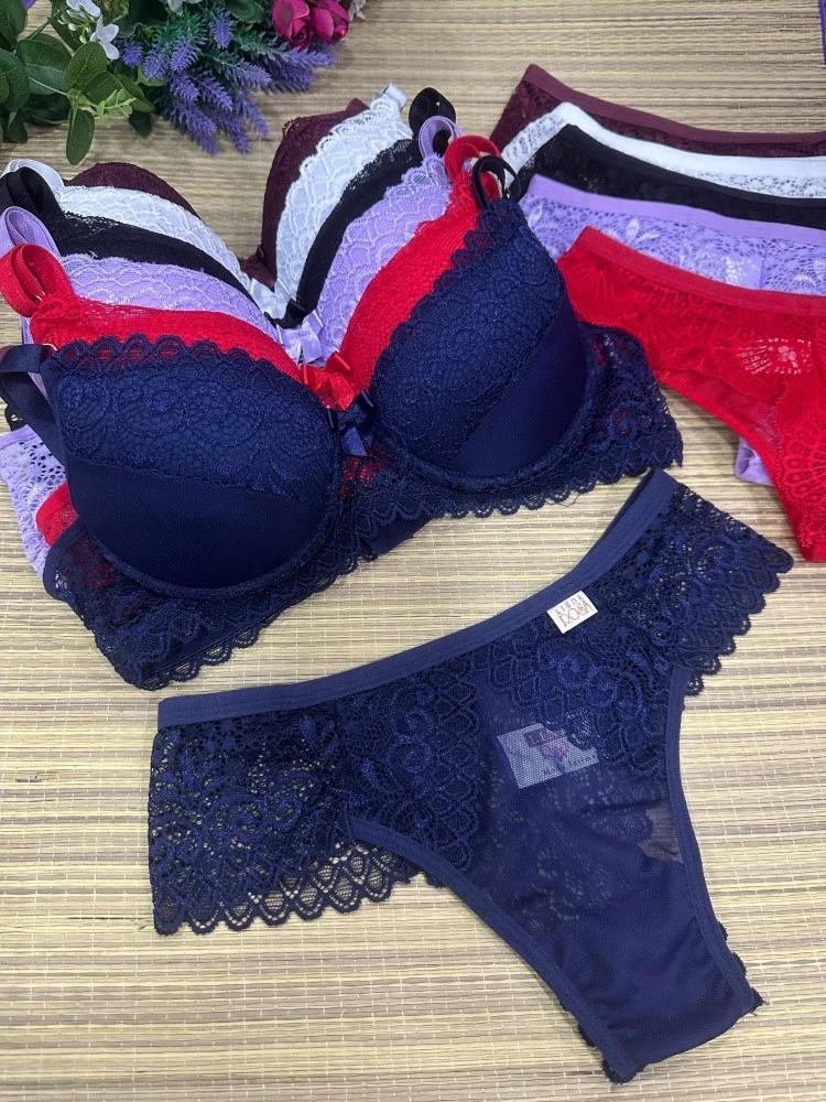 CONJUNTO CALCINHA E SUTIÃ RENDA E TULE CÓD. 142 CORES VARIADAS