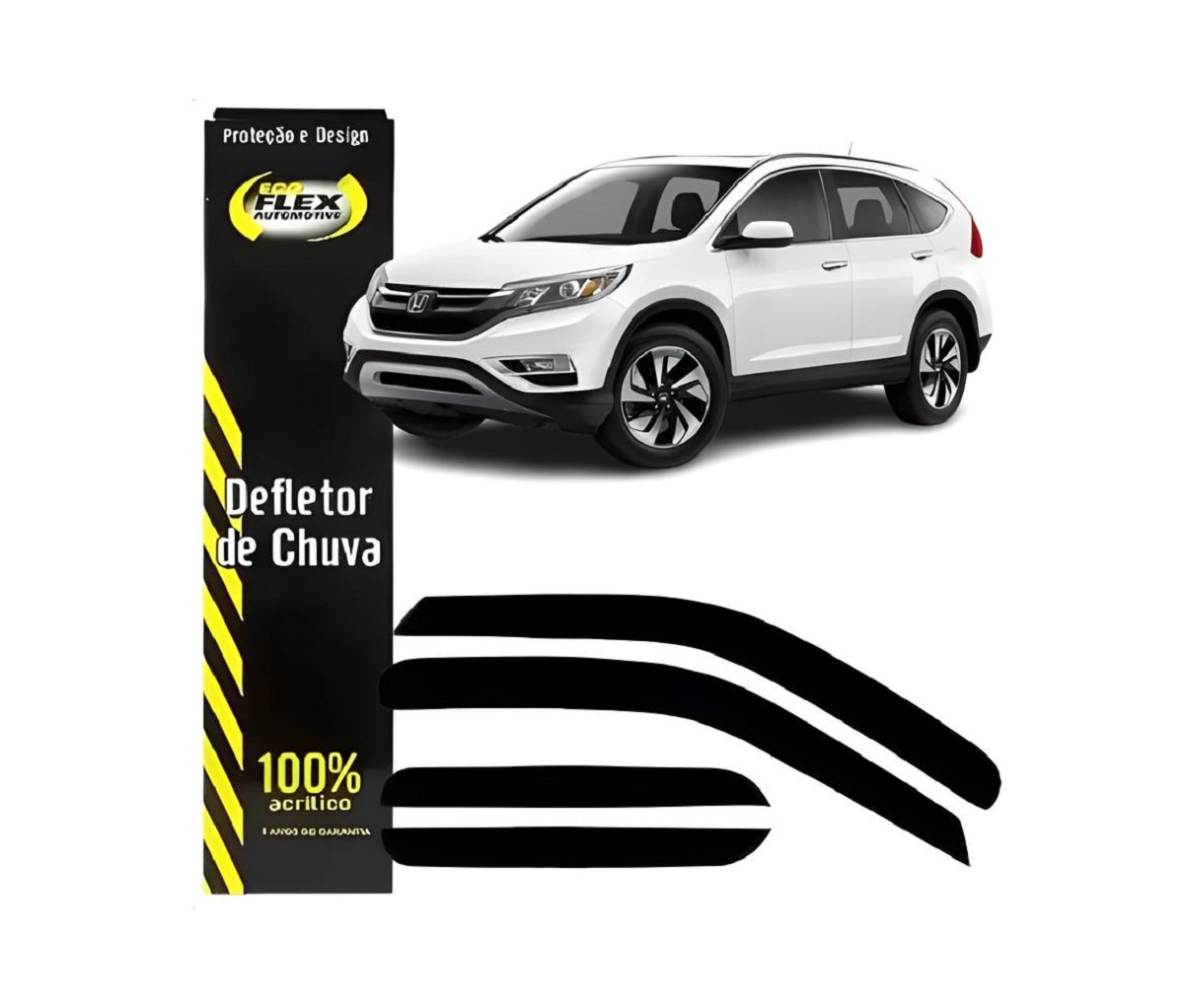 DEFLETOR CALHA CHUVA CRV 2012 A 2016 4 PORTAS (ECOFLEX)