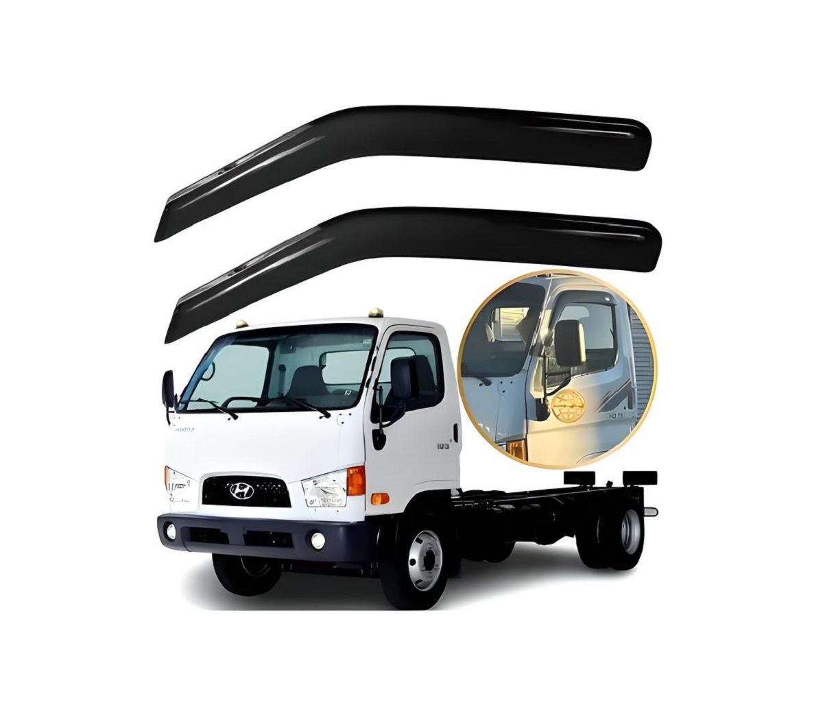 DEFLETOR CALHA CHUVA HYUNDAI HD78 02 PORTAS (ECOFLEX)