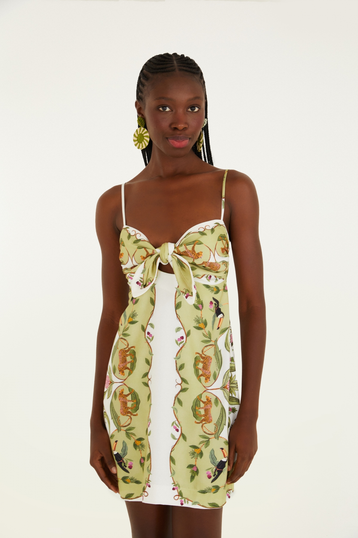 VESTIDO CURTO LENCO FLORESTA DOCE