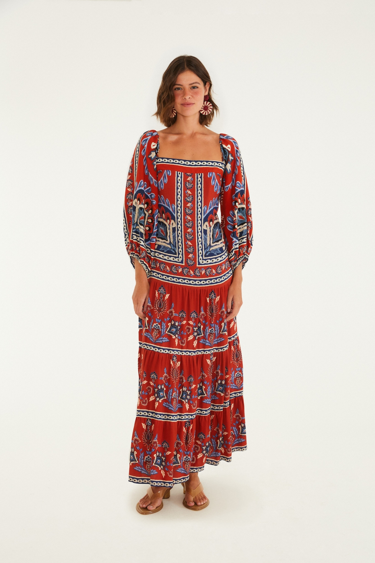 VESTIDO LONGO MANGA LENCO NAUTICO