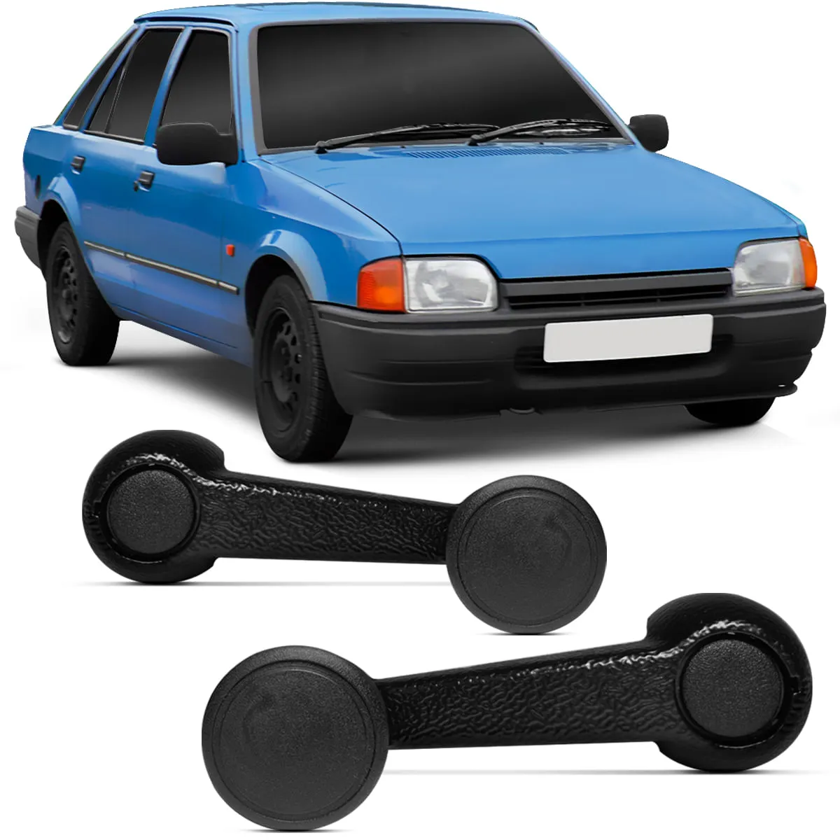PAR MANIVELA PRETA VIDRO PORTA ESCORT 1987/1992 - METAL