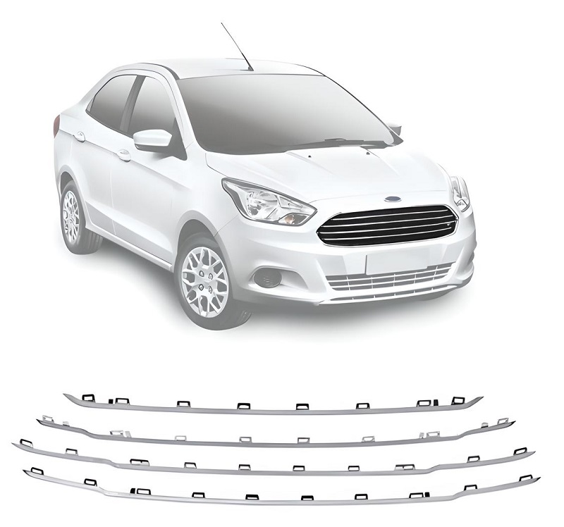 FRISO GRADE FORD KA FILETES CINZA 2014 ATE 2018 (4 PECAS)