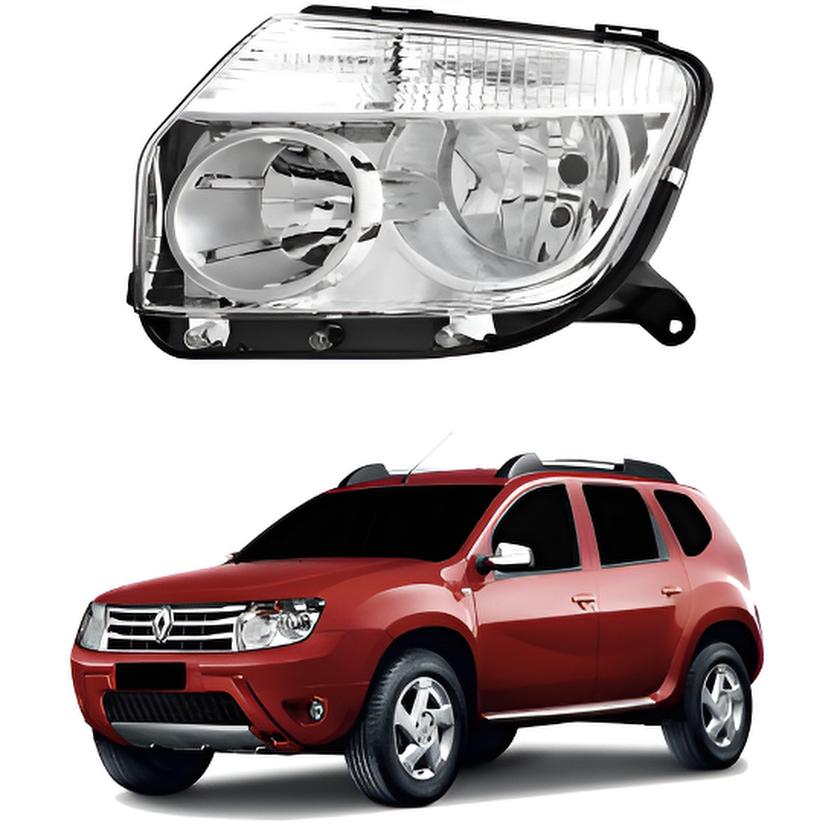 FAROL DUSTER 2010 A 2014 MASCARA CROMADA LADO ESQUERDO
