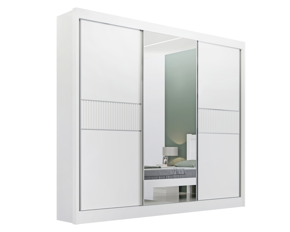 Guarda Roupa Cristal Casal 3 Portas Ripado sem p&eacute;s 6 Gavetas D Doro 