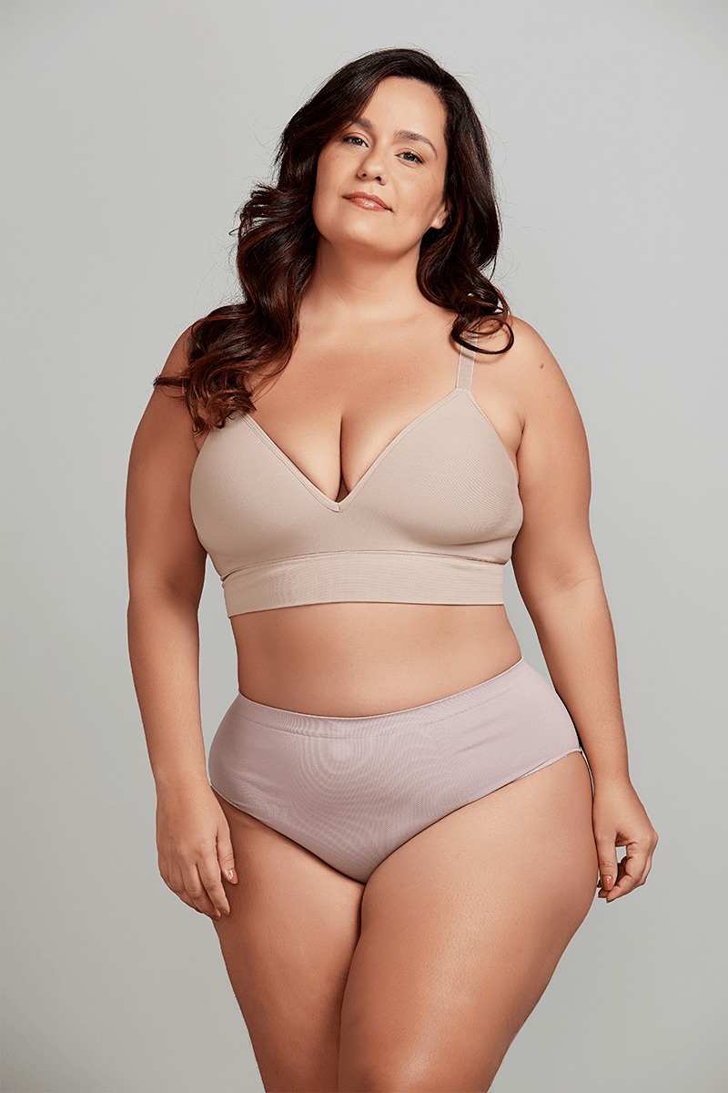 SUTIÃ AMAMENTAÇÃO MICROFIBRA SEM COSTURA BEGE PLUS SIZE - TRIFIL