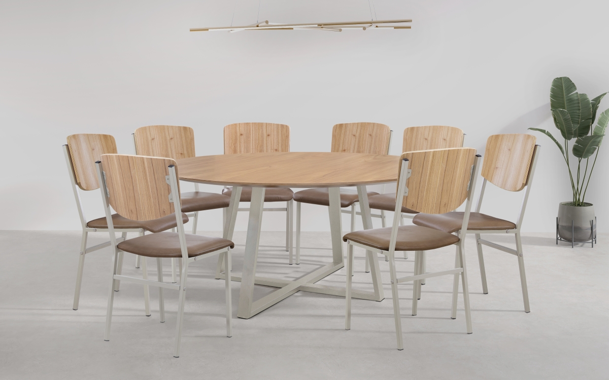 Conjunto Mesa Oliva 150cm 8 Cadeiras Confort Laminado Gol Decor