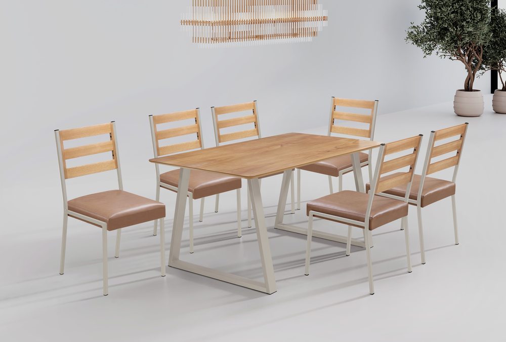 Conjunto Mesa Tóquio 160cm 6 Cadeiras Londres Gol Decor