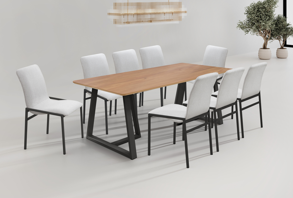 Conjunto Mesa Retangular Canadá Tampo Vidro 200cm 8 Cadeiras Premium ? Gol Decor