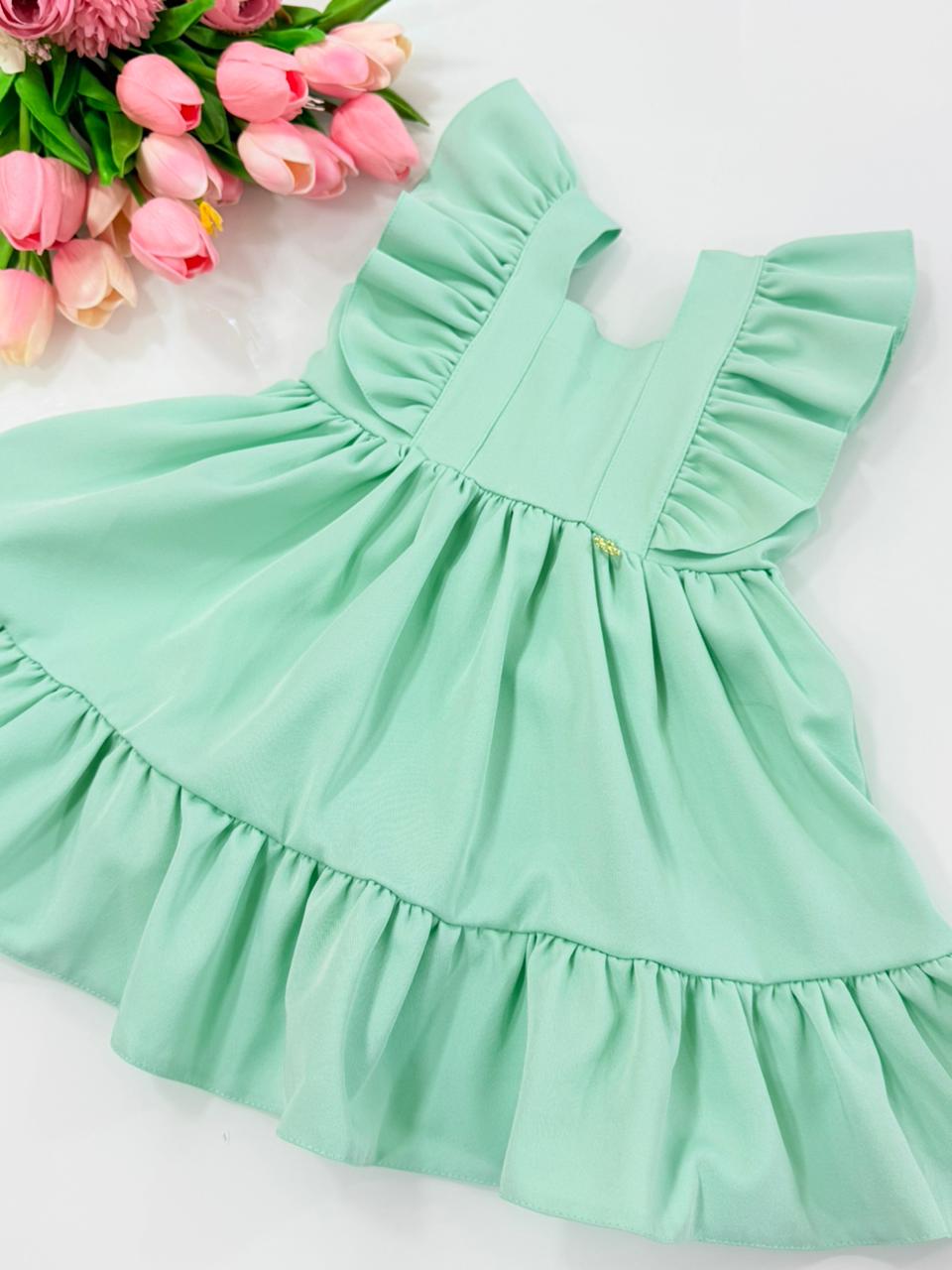 Vestido Beatriz Verde Água Baby (Premium)