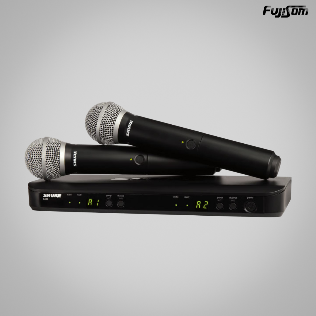 MICROFONE SHURE SEM FIO BLX-288/PG58 MÃO DUPLO UHF