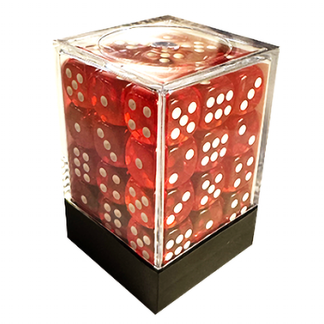 CONJUNTO DE DADOS 36 UN TRANSLUCIDO VERMELHO E BRANCO