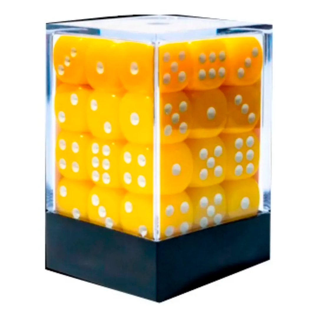 CONJUNTO DE DADOS 36 UN OPACO AMARELO E BRANCO