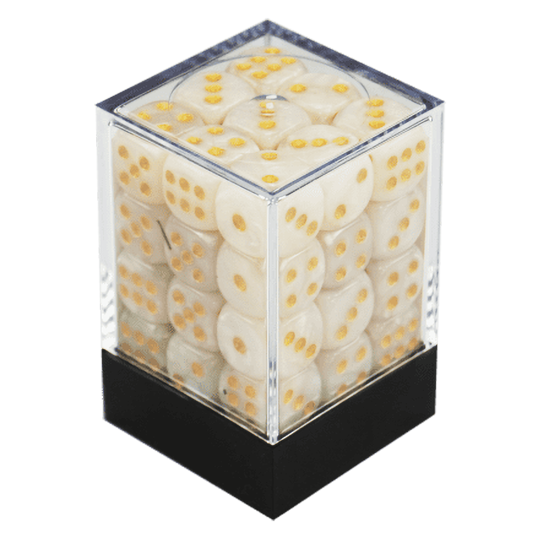 CONJUNTO DE DADOS 36 UN MARMORE BRANCO E DOURADO