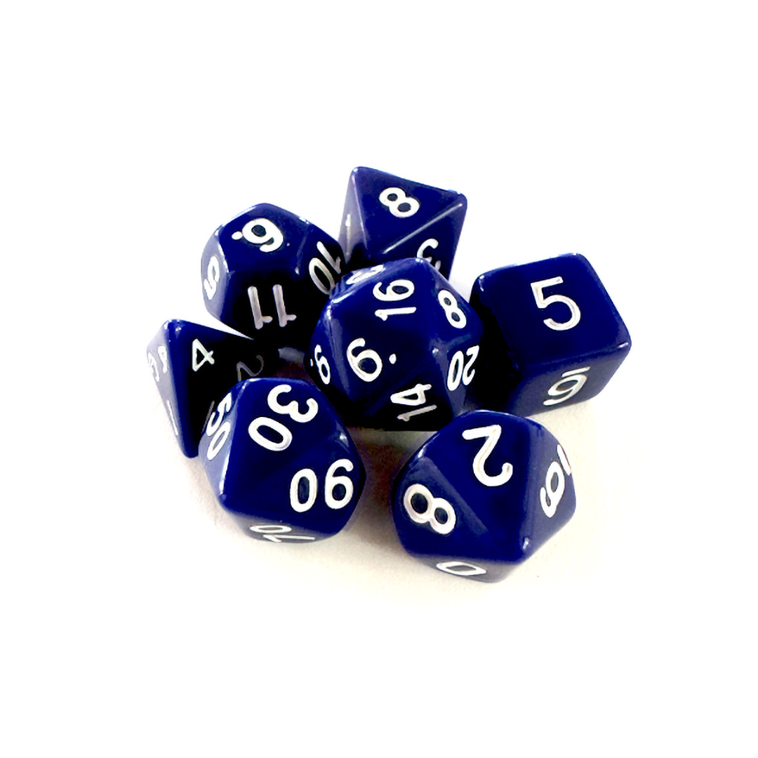 DADOS CENTRAL RPG OPACO AZUL E BRANCO