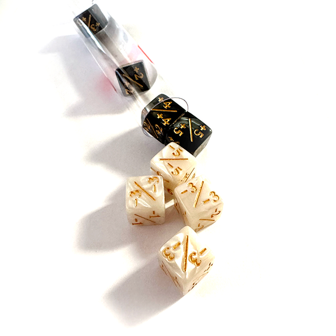 DADOS CENTRAL D6 POSITIVO/NEGATIVO MARMORE PRETO E BRANCO