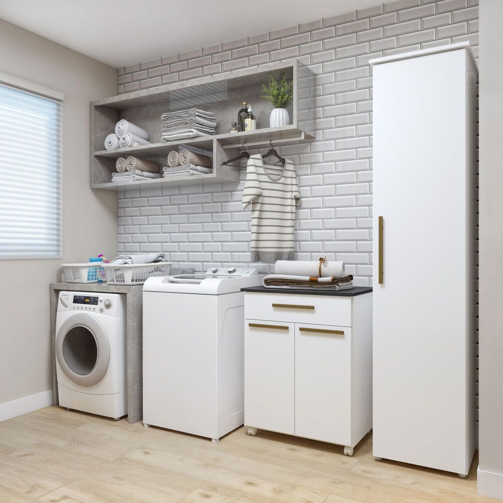 Lavanderia Modulada 1 Armário Multiuso e Balcão Joinville - Kaiki Móveis