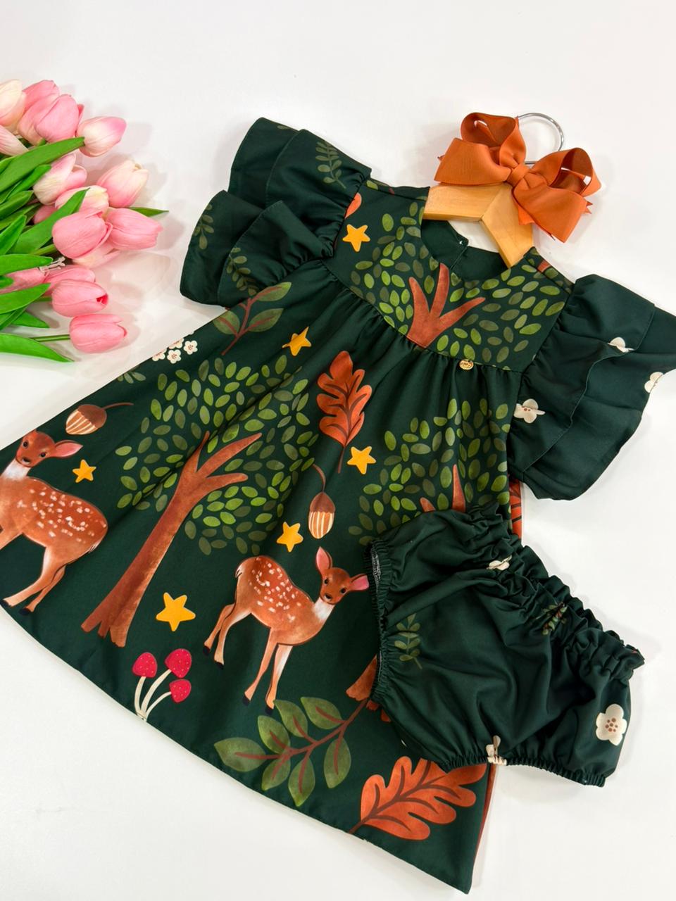 Vestido Baby com Calcinha - Verde Cervo