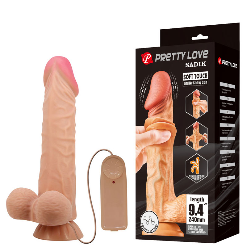 PROTESE P&Ecirc;NIS VERTEBRAS DENSIDADE DUPLA COM VIBRO, VENTOSA E ESCROTO 24X5CM 