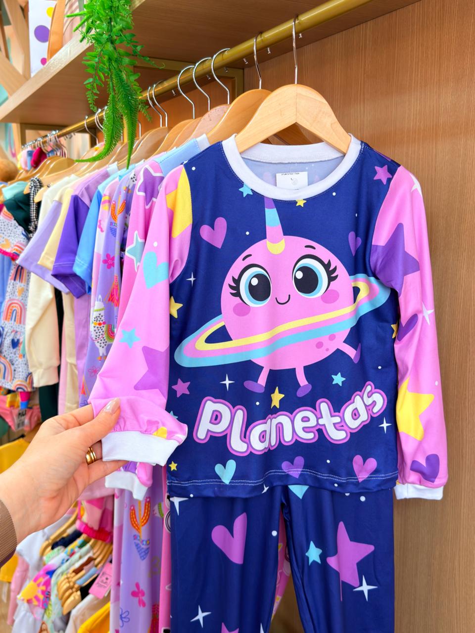 Pijama Manga Longa Planetas