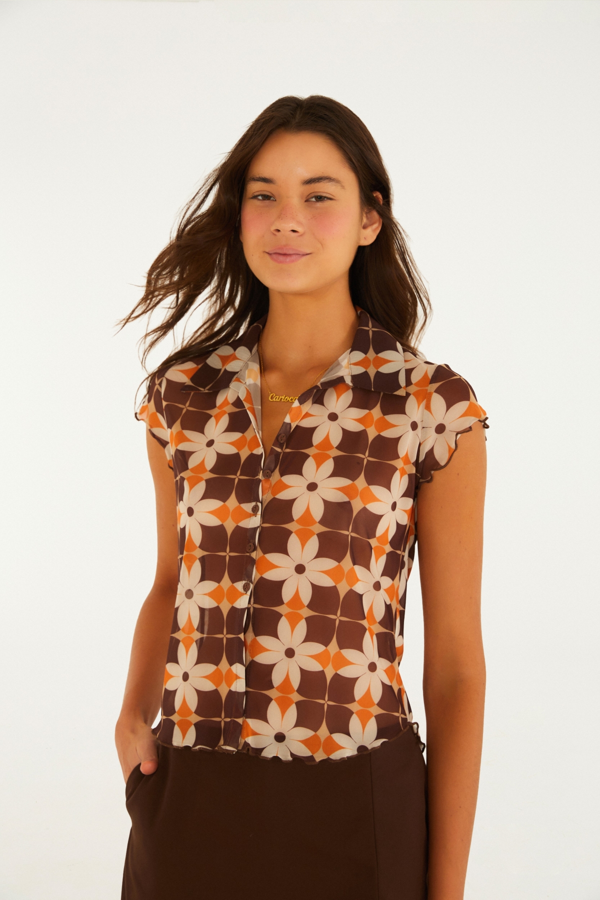 BLUSA TULE FLORAL GRAFICO