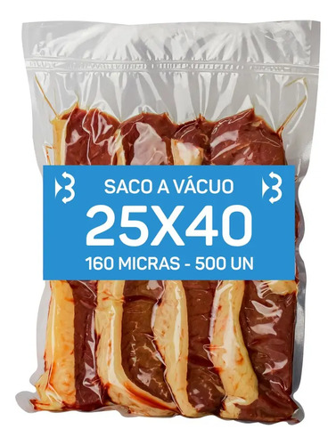 Sacos A V&aacute;cuo Nylon Poli Bai&atilde;o 25x40 Cm 0,16mm 500 Unidades