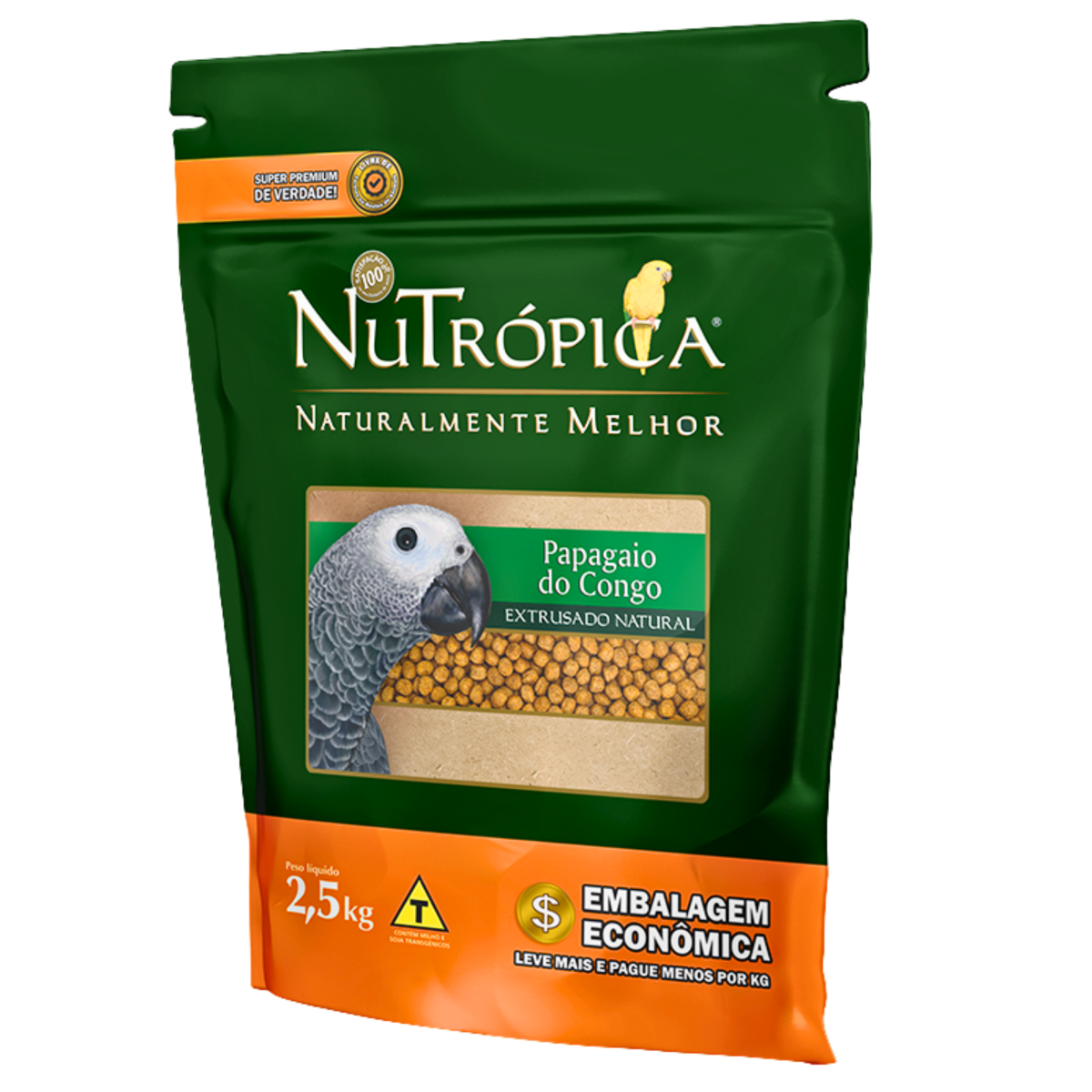 NUTR&Oacute;PICA PAPAGAIO DO CONGO NATURAL - 2,5 KG
