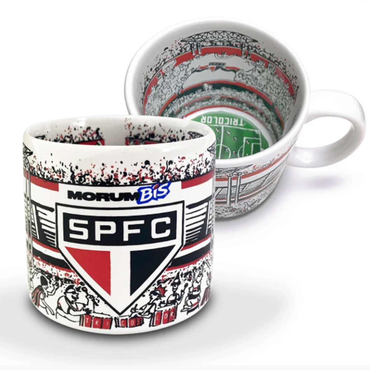 Caneca KazzaVip Est&aacute;dio do Sao Paulo FC Cer&acirc;mica 360 ML Morum Bis Oficial Licenciada Branco