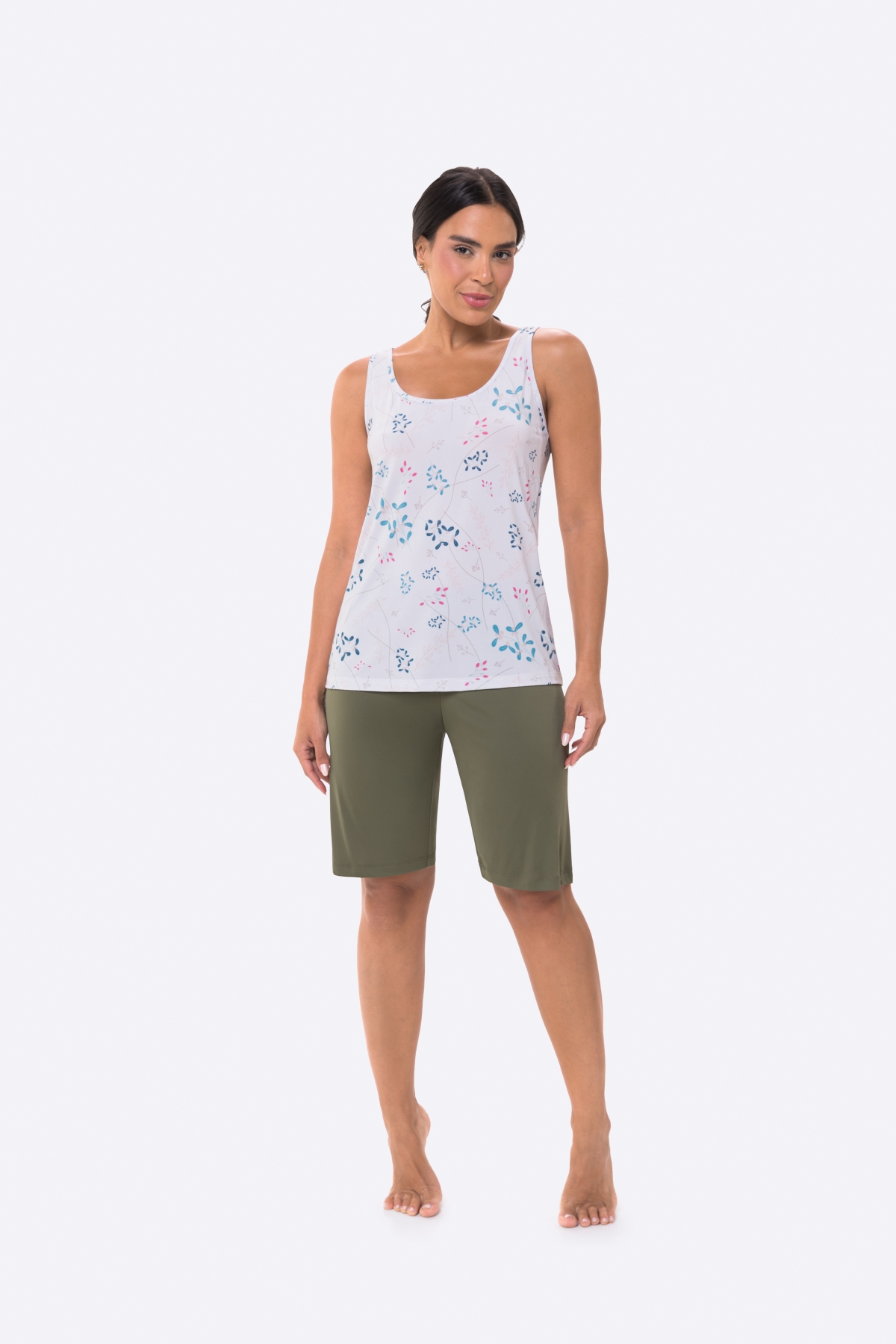 PIJAMA FEMININO DE REGATA COM BERMUDA VERDE RAMOS - BOCEJINHO