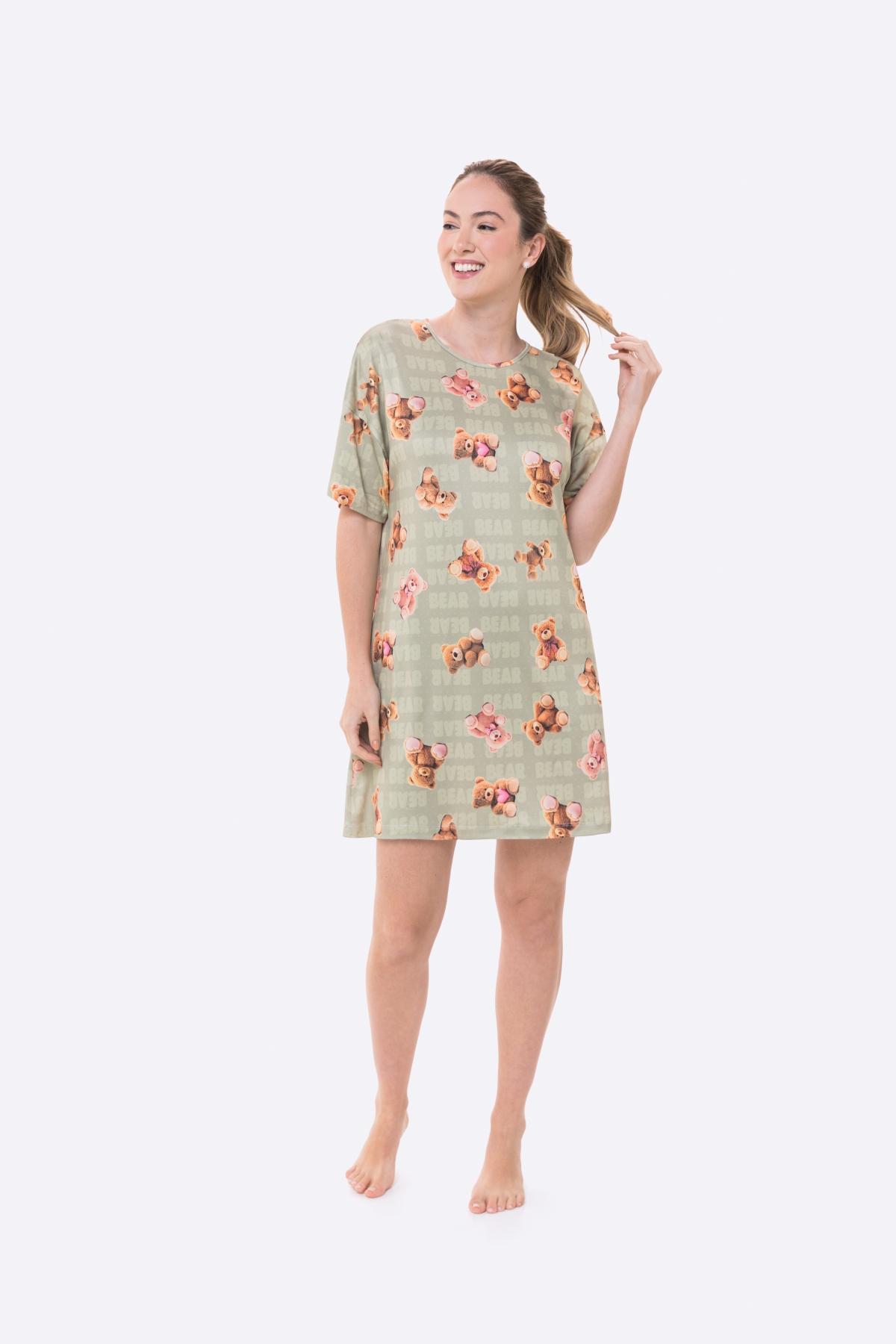 CAMISOLA MANGA CURTA VERDE ESTAMPA URSOS - BOCEJINHO