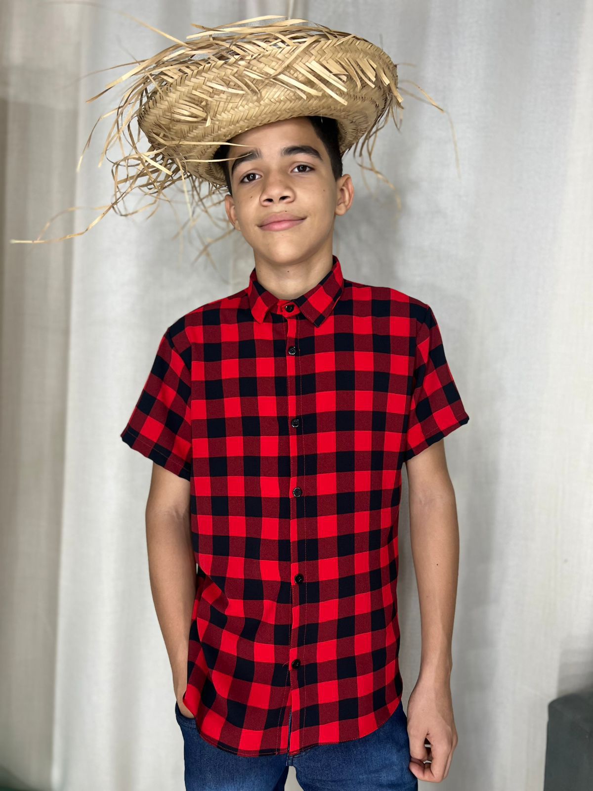 Camisa Masculina Xadrez Vermelha