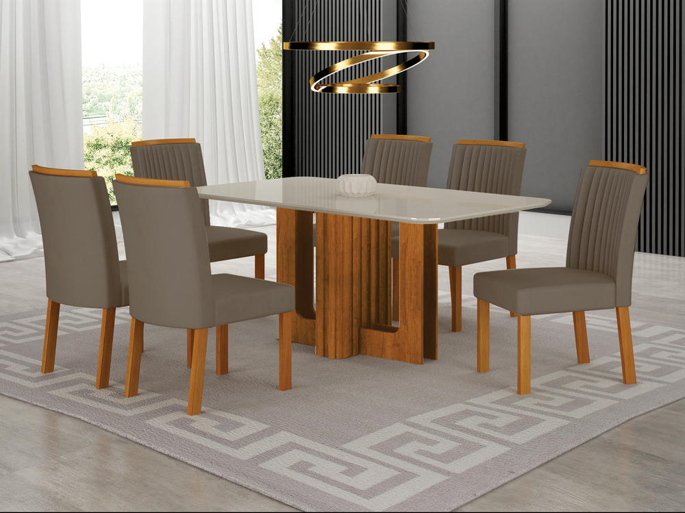 Conjunto Sala de Jantar Sofia 1,20m tampo vidro off com 4 Cadeiras Jade