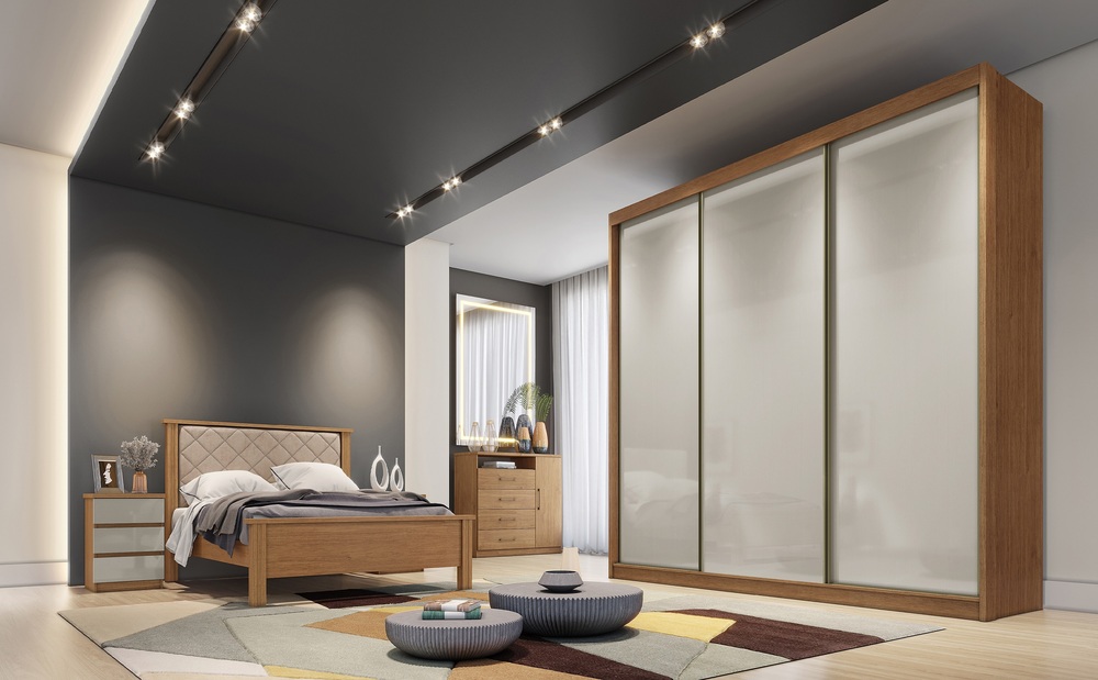 Guarda Roupa Casal Diamond 3 Portas 4 Gavetas Novo Horizonte
