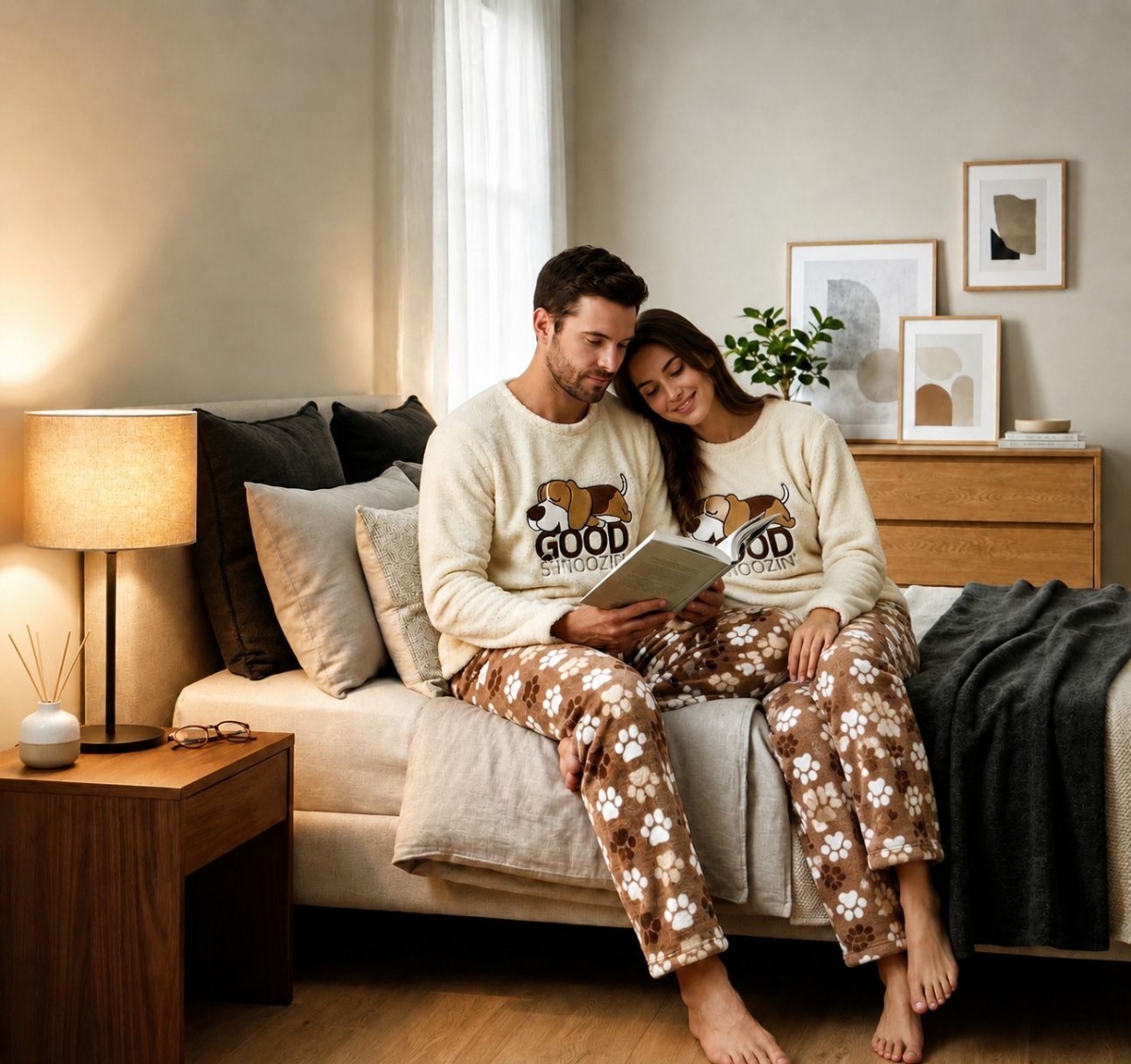 PIJAMA UNISSEX FLEECE MANGA LONGA E CAL&Ccedil;A MARROM DOG - HIPER TEXTIL