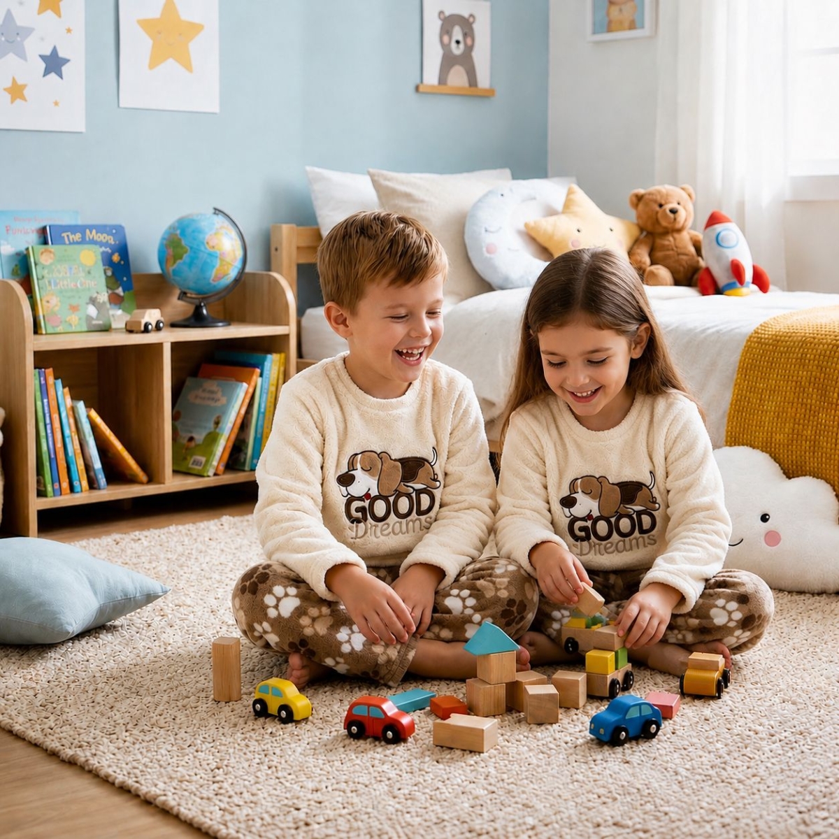 PIJAMA INFANTIL UNISSEX FLEECE LONGO MARROM DOG - HIPER TEXTIL