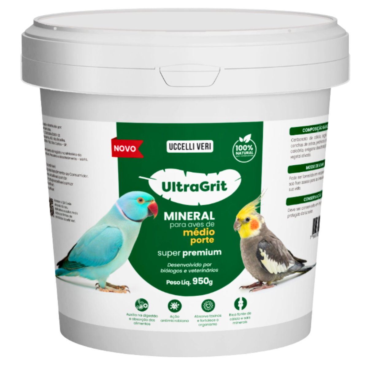 Ultra Grit Calopsita Ring Neck Médio Porte - 950 g