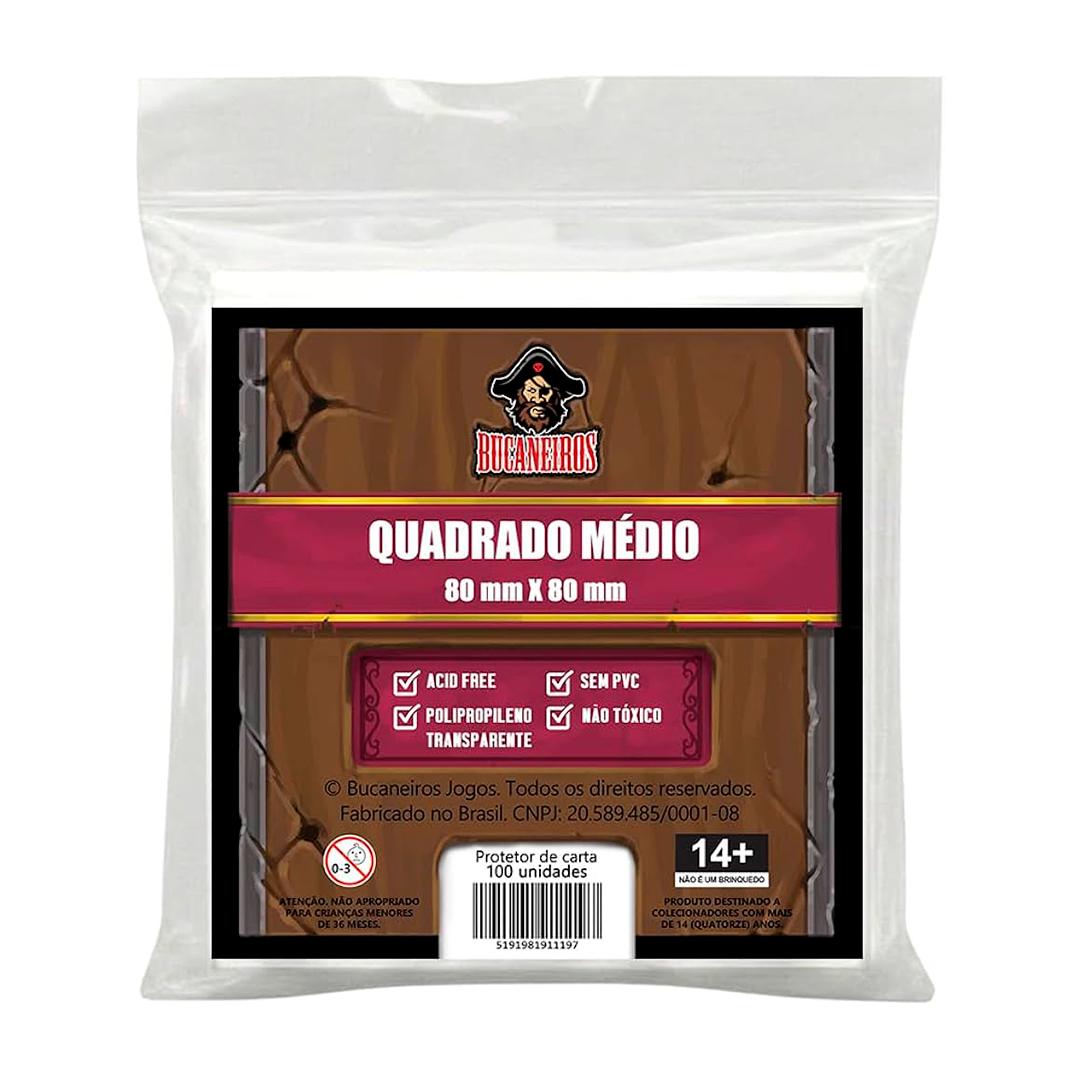 SLEEVES BUCANEIROS QUADRADO MEDIO 80X80mm C/100
