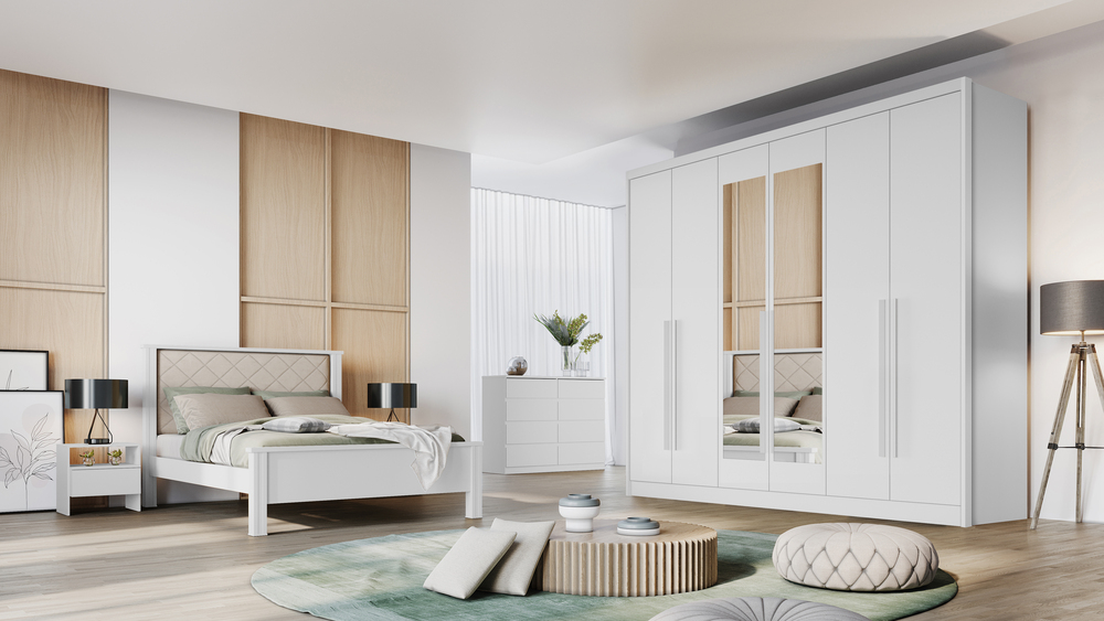 Guarda Roupa Casal Vertice New 6 Portas 6 Gavetas Com Espelho Novo Horizonte