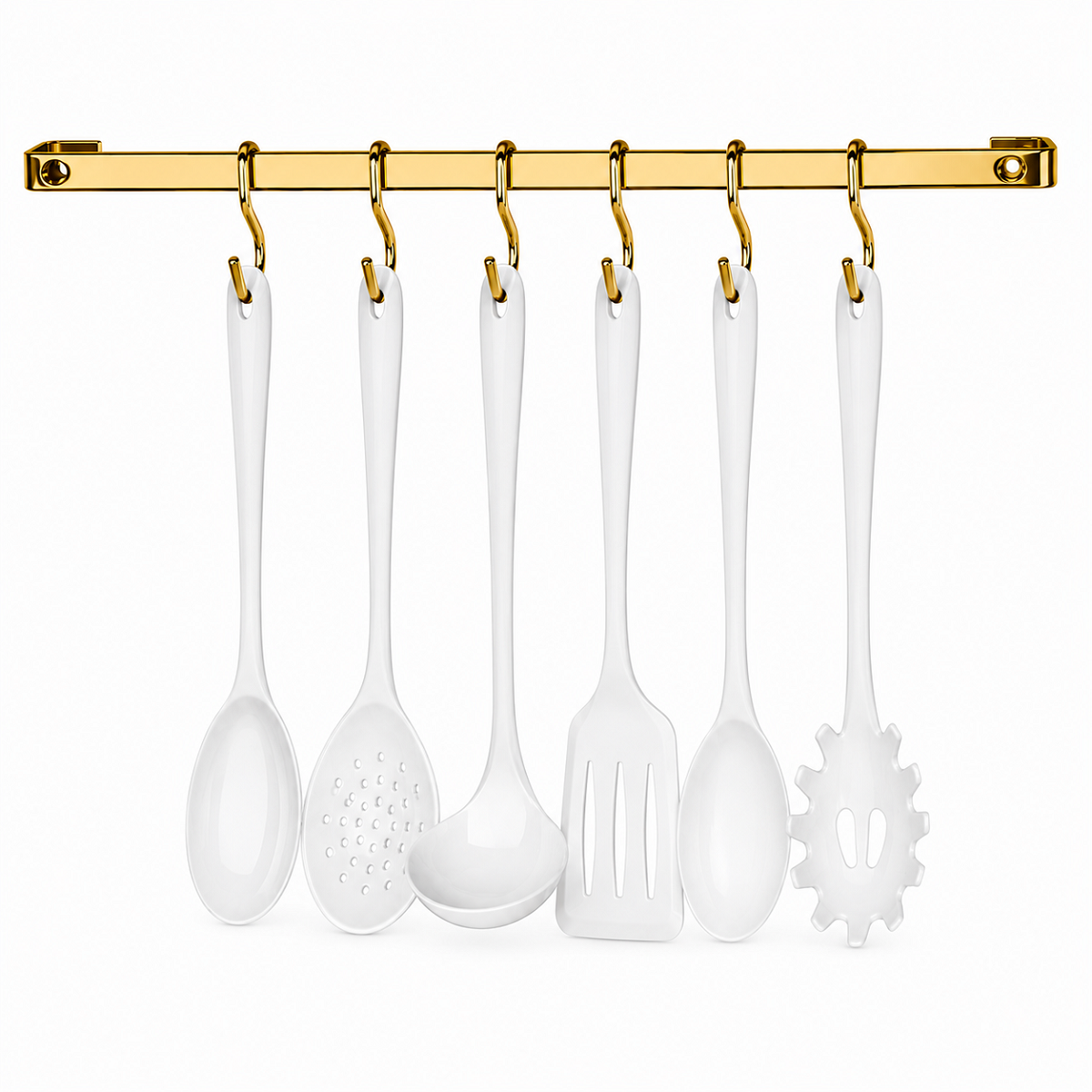 Barra de utensilios cozinha 45cm 6 Ganchos Dourada Future 2411DD