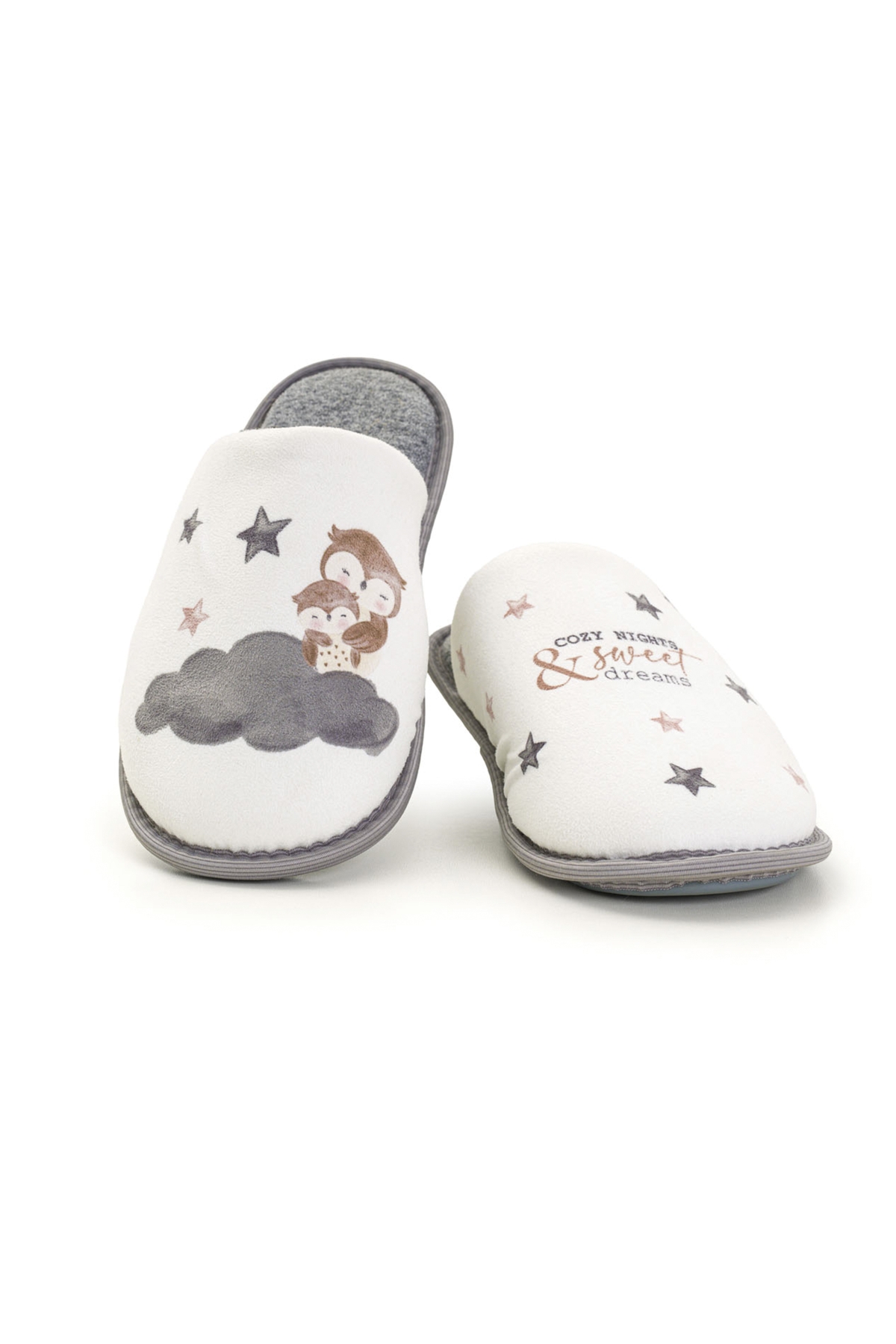 PANTUFA BRANCA CORUJA - COR COM AMOR