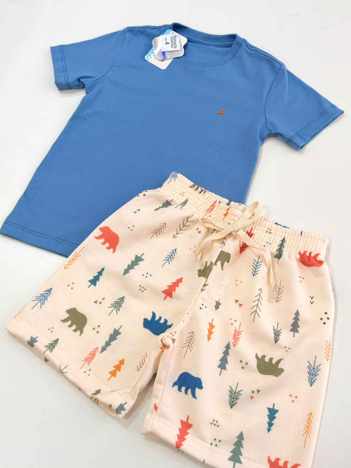  Conjunto Azul Moletom Estampa (Premium)