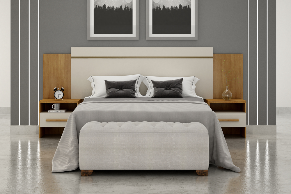 Cabeceira Cama Box Casal Royal Com 2 Mesa de Cabeceira Novo Horizonte